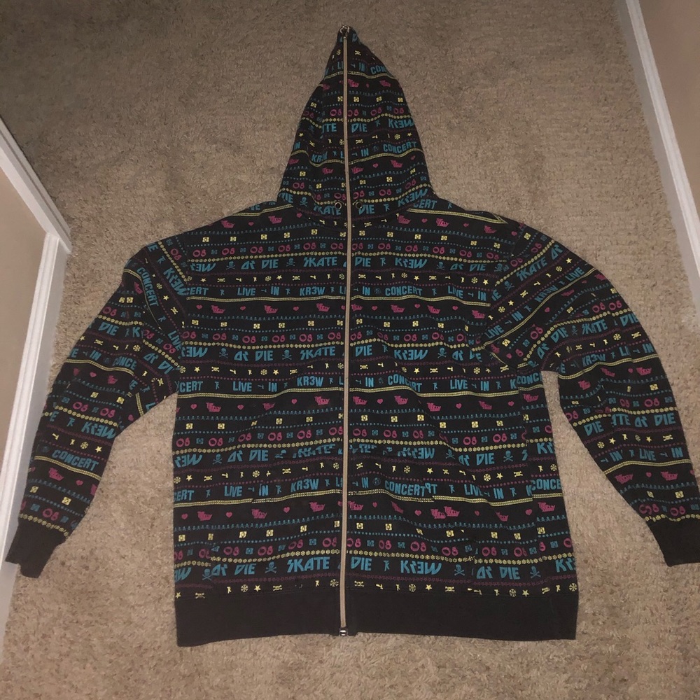 KR3W TK TOO LIVE FULL ZIP ALL OVER PRINT HOODIE